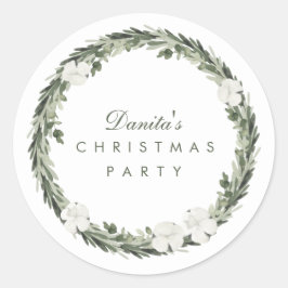 Winter White Green Kerstmis Wreath Personalized Ronde Sticker