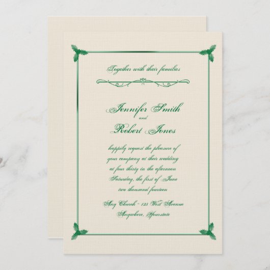 Winter White Green Mistletoe Weddenschap Kaart (Voorkant / Achterkant)