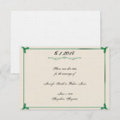 Winter White Green Mistletoe Wedding Save the Date (Voorkant / Achterkant)