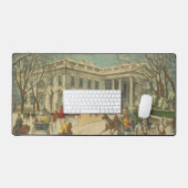  Winter White House Holiday Kerstmis Scene Bureaumat (Keyboard & Muis)