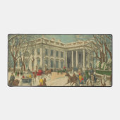  Winter White House Holiday Kerstmis Scene Bureaumat (Voorkant)