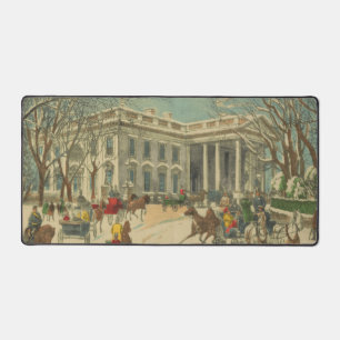 Winter White House Holiday Kerstmis Scene Bureaumat