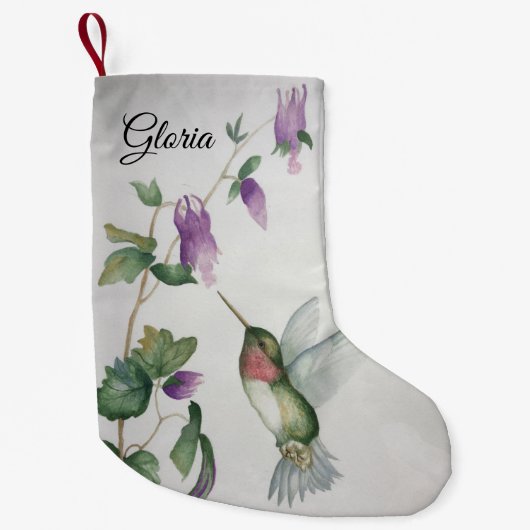 Winter White Hummingbird Stylish Modern  Kleine Kerstsok (Voorkant)