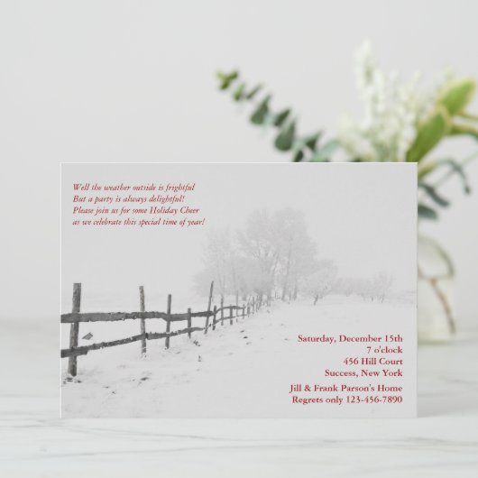 Winter White Invitation Kaart (Staand voorkant)