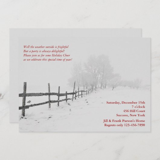 Winter White Invitation Kaart (Voorkant / Achterkant)