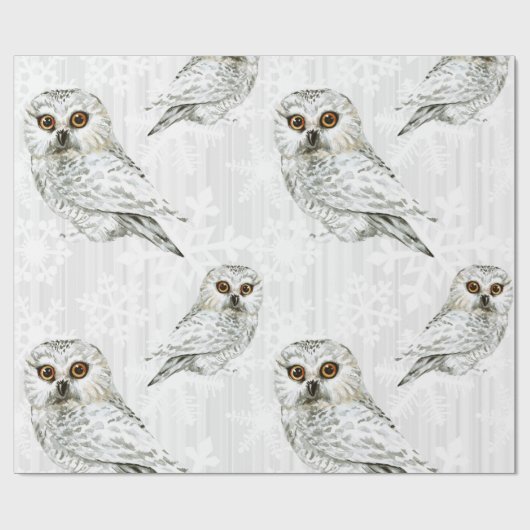 Winter White Owl Pattern 10 Cadeaupapier (Vlak)