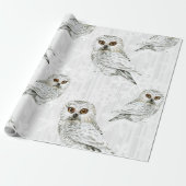 Winter White Owl Pattern 10 Cadeaupapier (Uitgerold)