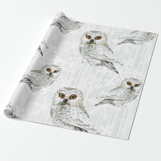 Winter White Owl Pattern 10 Cadeaupapier (Uitgerold)