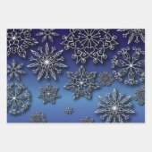 Winter White Papercut Snowflakes op blauwe gradiën Inpakpapier Vel (Voorkant 3)