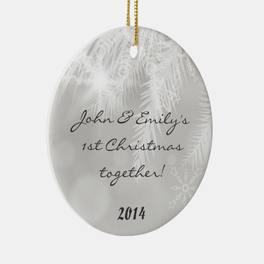 Winter White Pine Needl Persoonlijke naam Ornament (Rechts)