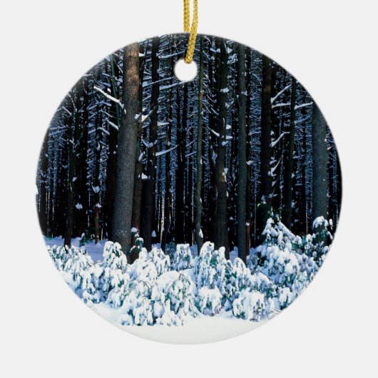 Winter White Pine Trees Pocono Mountains Keramisch Ornament (Voorkant)