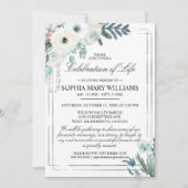 Winter White Rose begrafenis viering van het leven Kaart (Voorkant)