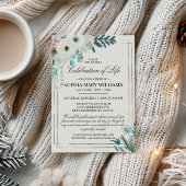 Winter White Rose begrafenis viering van het leven Kaart