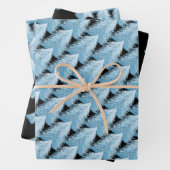 Winter White Shiny Pine Tree Inpakpapier Vel (In situ)