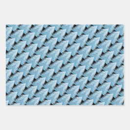 Winter White Shiny Pine Tree Inpakpapier Vel