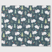 Winter White Snow Bunny Cadeaupapier (Vlak)