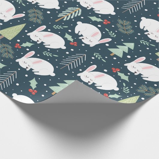 Winter White Snow Bunny Cadeaupapier (Hoek)
