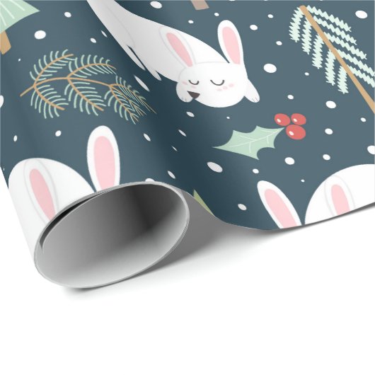 Winter White Snow Bunny Cadeaupapier (Rol Hoek)