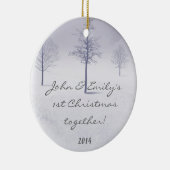 Winter White Snow Trees Personalized Name Ornament (Rechts)