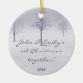 Winter White Snow Trees Personalized Name Ornament (Voorkant)