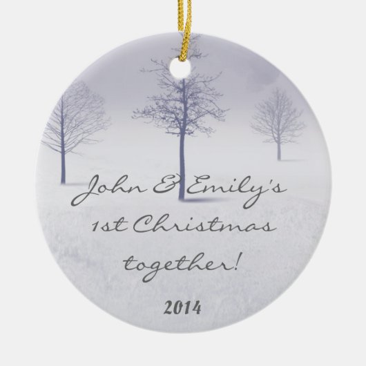 Winter White Snow Trees Personalized Name Ornament (Voorkant)