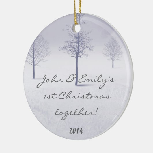 Winter White Snow Trees Personalized Name Ornament (Links)