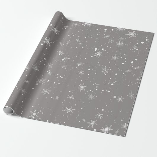 Winter White Snowflake kerstfeestdag grijze cadeau Cadeaupapier (Uitgerold)