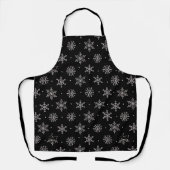 Winter White Snowflake op Black Pattern Schort (Voorkant)