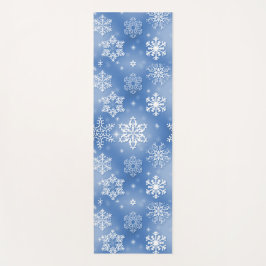 Winter White Snowflakes On Icy Blue Yogamat