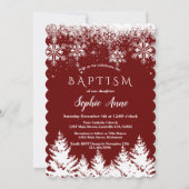 Winter White Snowflakes Red Glitter Girl Baptisme Kaart (Voorkant)