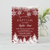 Winter White Snowflakes Red Glitter Girl Baptisme Kaart (Staand voorkant)