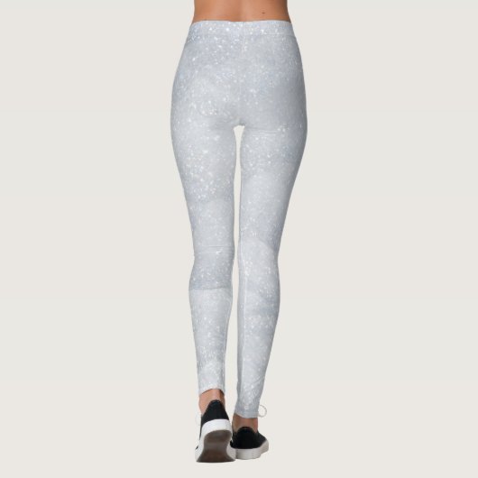 Winter White Snowy Glitter Sparkles Kerstmis Leggings (Achterkant)
