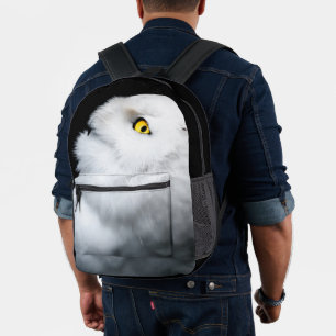 Winter White Snowy Owl Bedrukte Rugzak