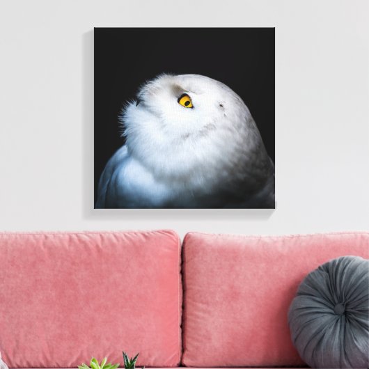 Winter White Snowy Owl Canvas Afdruk (Insitu (Woonkamer))