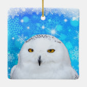 Winter White Snowy Owl Keramisch Ornament (Achterkant)