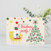 Winter White Teddy Bear Cute Christmas Party Kaart (Staand voorkant)