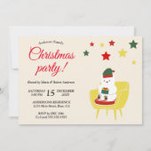 Winter White Teddy Bear Cute Christmas Party Kaart (Achterkant)