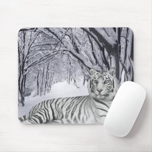 Winter White Tiger Mousepad Muismat (Met muis)