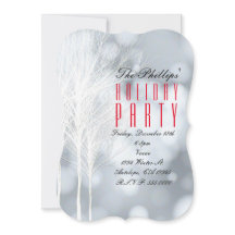 Winter White Trees Vakantie Uitnodigingen