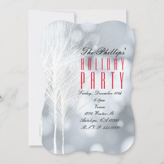 Winter White Trees Vakantie Uitnodigingen (Voorkant)