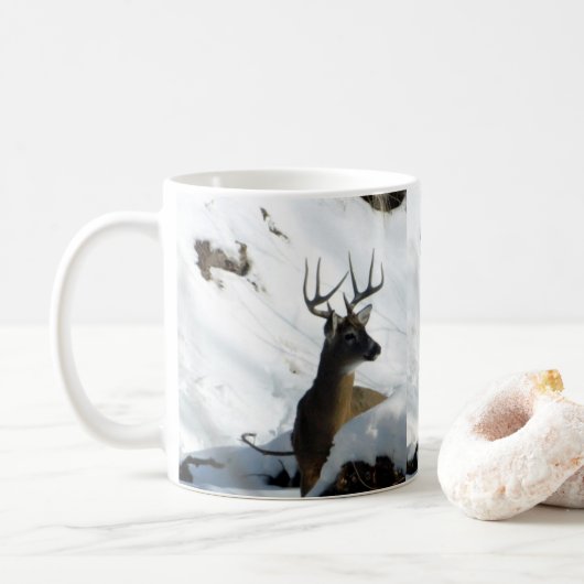 Winter Whitetail Buck Antlers Mok (Met donut)
