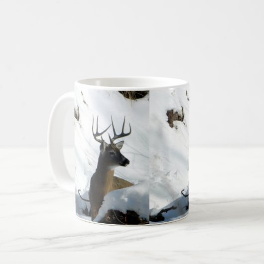 Winter Whitetail Buck Antlers Mok (Voorkant links)