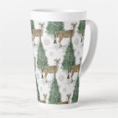 Winter Whitetail Deer met Snowflakes Holiday Home Latte Mok (Rechterhoek)