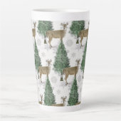 Winter Whitetail Deer met Snowflakes Holiday Home Latte Mok (Voorkant)