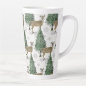 Winter Whitetail Deer met Snowflakes Holiday Home Latte Mok (Rechts)