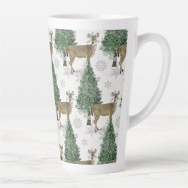 Winter Whitetail Deer met Snowflakes Holiday Home Latte Mok