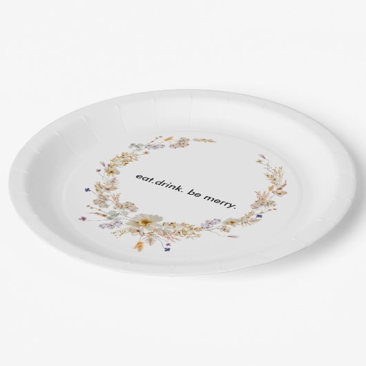 Winter Wildbloem Bloom rustieke Boho tuinen Papieren Bordje (Gekanteld)