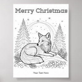 Winter Wilde Dieren Rode Vos Kerst Kleurenplaat Poster