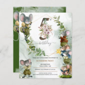 Winter Wilde Mice 5e verjaardag uitnodiging (Voorkant / Achterkant)