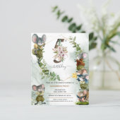 Winter Wilde Mice 5e verjaardag uitnodiging (Staand voorkant)